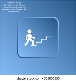 Concept, businessman on stair or steps, metaphor to success, climb, business, rise, achievement, growth, job, career, leadership, education, goal or future