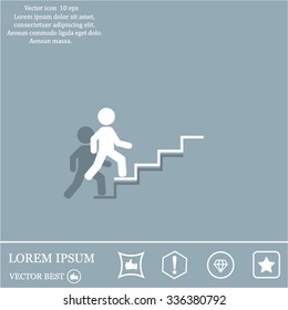 Concept, businessman on stair or steps, metaphor to success, climb, business, rise, achievement, growth, job, career, leadership, education, goal or future