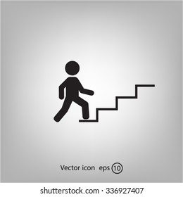 Concept, businessman on stair or steps, metaphor to success, climb, business, rise, achievement, growth, job, career, leadership, education, goal or future