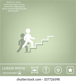 Concept, businessman on stair or steps, metaphor to success, climb, business, rise, achievement, growth, job, career, leadership, education, goal or future