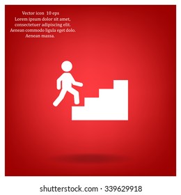 Concept, businessman on stair or steps, metaphor to success, climb, business, rise, achievement, growth, job, career, leadership, education, goal or future