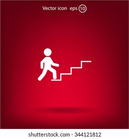 Concept, businessman on stair or steps, metaphor to success, climb, business, rise, achievement, growth, job, career, leadership, education, goal or future