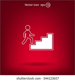 Concept, businessman on stair or steps, metaphor to success, climb, business, rise, achievement, growth, job, career, leadership, education, goal or future