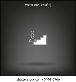 Concept, businessman on stair or steps, metaphor to success, climb, business, rise, achievement, growth, job, career, leadership, education, goal or future