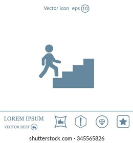 Concept, businessman on stair or steps, metaphor to success, climb, business, rise, achievement, growth, job, career, leadership, education, goal or future