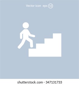 Concept, businessman on stair or steps, metaphor to success, climb, business, rise, achievement, growth, job, career, leadership, education, goal or future