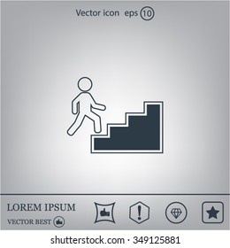 Concept, businessman on stair or steps, metaphor to success, climb, business, rise, achievement, growth, job, career, leadership, education, goal or future