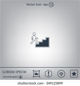Concept, businessman on stair or steps, metaphor to success, climb, business, rise, achievement, growth, job, career, leadership, education, goal or future