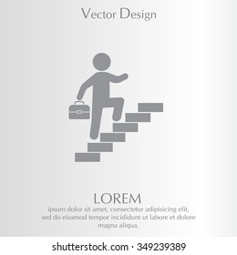 Concept, businessman on stair or steps, metaphor to success, climb, business, rise, achievement, growth, job, career, leadership, education, goal or future 
