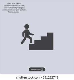 Concept, businessman on stair or steps, metaphor to success, climb, business, rise, achievement, growth, job, career, leadership, education, goal or future