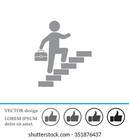 Concept, businessman on stair or steps, metaphor to success, climb, business, rise, achievement, growth, job, career, leadership, education, goal or future 