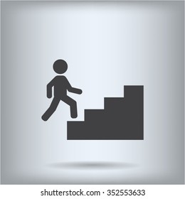 Concept, businessman on stair or steps, metaphor to success, climb, business, rise, achievement, growth, job, career, leadership, education, goal or future
