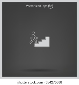 Concept, businessman on stair or steps, metaphor to success, climb, business, rise, achievement, growth, job, career, leadership, education, goal or future