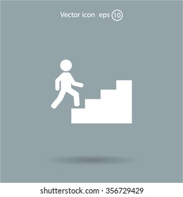Concept, businessman on stair or steps, metaphor to success, climb, business, rise, achievement, growth, job, career, leadership, education, goal or future