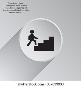 Concept, businessman on stair or steps, metaphor to success, climb, business, rise, achievement, growth, job, career, leadership, education, goal or future