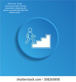 Concept, businessman on stair or steps, metaphor to success, climb, business, rise, achievement, growth, job, career, leadership, education, goal or future