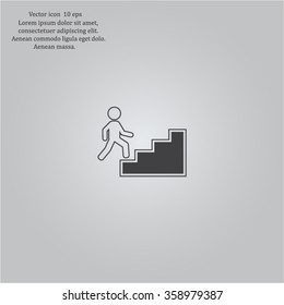 Concept, businessman on stair or steps, metaphor to success, climb, business, rise, achievement, growth, job, career, leadership, education, goal or future