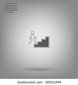 Concept, businessman on stair or steps, metaphor to success, climb, business, rise, achievement, growth, job, career, leadership, education, goal or future