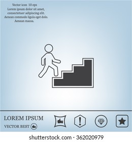 Concept, businessman on stair or steps, metaphor to success, climb, business, rise, achievement, growth, job, career, leadership, education, goal or future