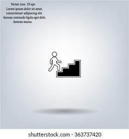 Concept, businessman on stair or steps, metaphor to success, climb, business, rise, achievement, growth, job, career, leadership, education, goal or future