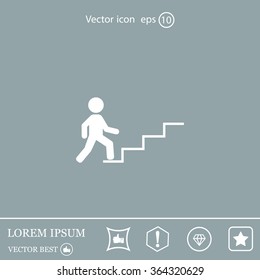 Concept, businessman on stair or steps, metaphor to success, climb, business, rise, achievement, growth, job, career, leadership, education, goal or future