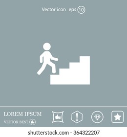 Concept, businessman on stair or steps, metaphor to success, climb, business, rise, achievement, growth, job, career, leadership, education, goal or future