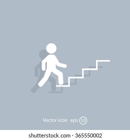Concept, businessman on stair or steps, metaphor to success, climb, business, rise, achievement, growth, job, career, leadership, education, goal or future