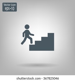 Concept, businessman on stair or steps, metaphor to success, climb, business, rise, achievement, growth, job, career, leadership, education, goal or future
