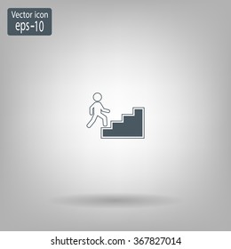 Concept, businessman on stair or steps, metaphor to success, climb, business, rise, achievement, growth, job, career, leadership, education, goal or future