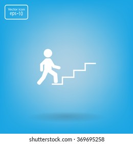 Concept, businessman on stair or steps, metaphor to success, climb, business, rise, achievement, growth, job, career, leadership, education, goal or future
