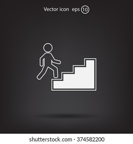 Concept, businessman on stair or steps, metaphor to success, climb, business, rise, achievement, growth, job, career, leadership, education, goal or future