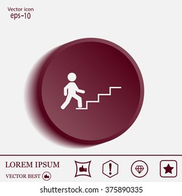 Concept, businessman on stair or steps, metaphor to success, climb, business, rise, achievement, growth, job, career, leadership, education, goal or future