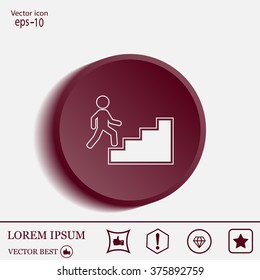 Concept, businessman on stair or steps, metaphor to success, climb, business, rise, achievement, growth, job, career, leadership, education, goal or future