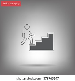 Concept, businessman on stair or steps, metaphor to success, climb, business, rise, achievement, growth, job, career, leadership, education, goal or future