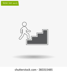 Concept, businessman on stair or steps, metaphor to success, climb, business, rise, achievement, growth, job, career, leadership, education, goal or future