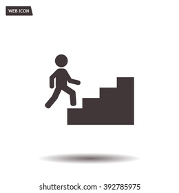 Concept, businessman on stair or steps, metaphor to success, climb, business, rise, achievement, growth, job, career, leadership, education, goal or future