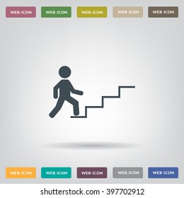Concept, businessman on stair or steps, metaphor to success