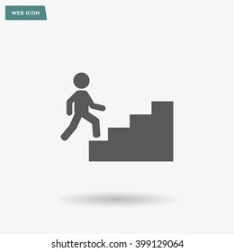 Concept, businessman on stair or steps, metaphor to success, climb, business, rise, achievement, growth, job, career, leadership, education, goal or future
