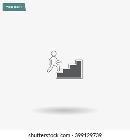 Concept, businessman on stair or steps, metaphor to success, climb, business, rise, achievement, growth, job, career, leadership, education, goal or future