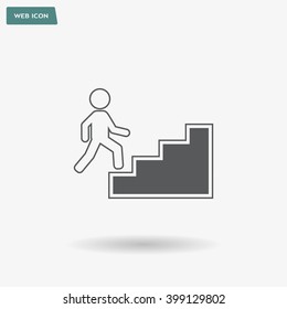 Concept, businessman on stair or steps, metaphor to success, climb, business, rise, achievement, growth, job, career, leadership, education, goal or future