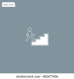 Concept, businessman on stair or steps, metaphor to success, climb, business, rise, achievement, growth, job, career, leadership, education, goal or future