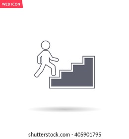Concept, businessman on stair or steps, metaphor to success, climb, business, rise, achievement, growth, job, career, leadership, education, goal or future