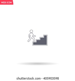 Concept, businessman on stair or steps, metaphor to success, climb, business, rise, achievement, growth, job, career, leadership, education, goal or future