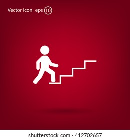 Concept, businessman on stair or steps, metaphor to success, climb, business, rise, achievement, growth, job, career, leadership, education, goal or future