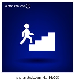 Concept, businessman on stair or steps, metaphor to success, climb, business, rise, achievement, growth, job, career, leadership, education, goal or future
