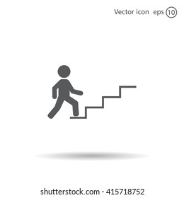 Concept, businessman on stair or steps, metaphor to success, climb, business, rise, achievement, growth, job, career, leadership, education, goal or future