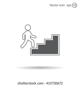 Concept, businessman on stair or steps, metaphor to success, climb, business, rise, achievement, growth, job, career, leadership, education, goal or future