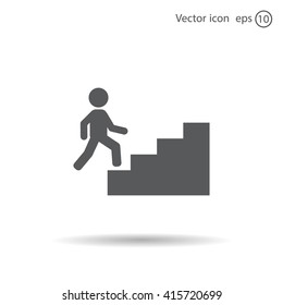 Concept, businessman on stair or steps, metaphor to success, climb, business, rise, achievement, growth, job, career, leadership, education, goal or future