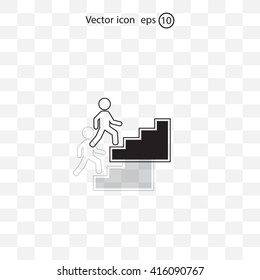 Concept, businessman on stair or steps, metaphor to success, climb, business, rise, achievement, growth, job, career, leadership, education, goal or future