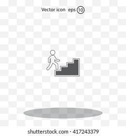 Concept, businessman on stair or steps, metaphor to success, climb, business, rise, achievement, growth, job, career, leadership, education, goal or future